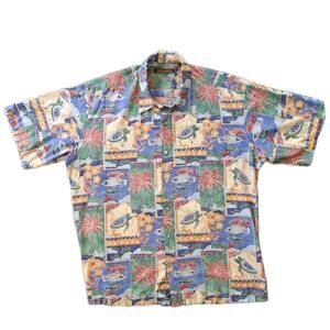 TORI RICHARD Men's XL Hawaiian Print Casual Button Down Shirt Aloha Sea Turtle